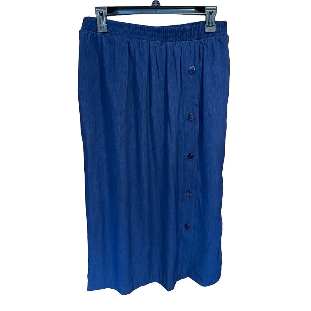 Susan Graver S.G. Sport Collection Side Button Long Slim Skirt Navy Size Large